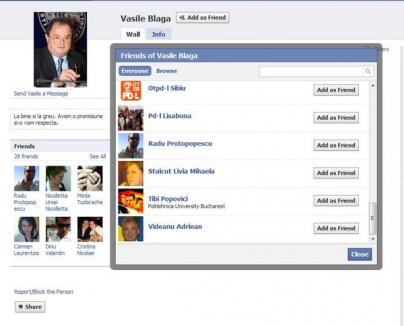 Vasile Blaga e în căutare de prietenie pe Facebook